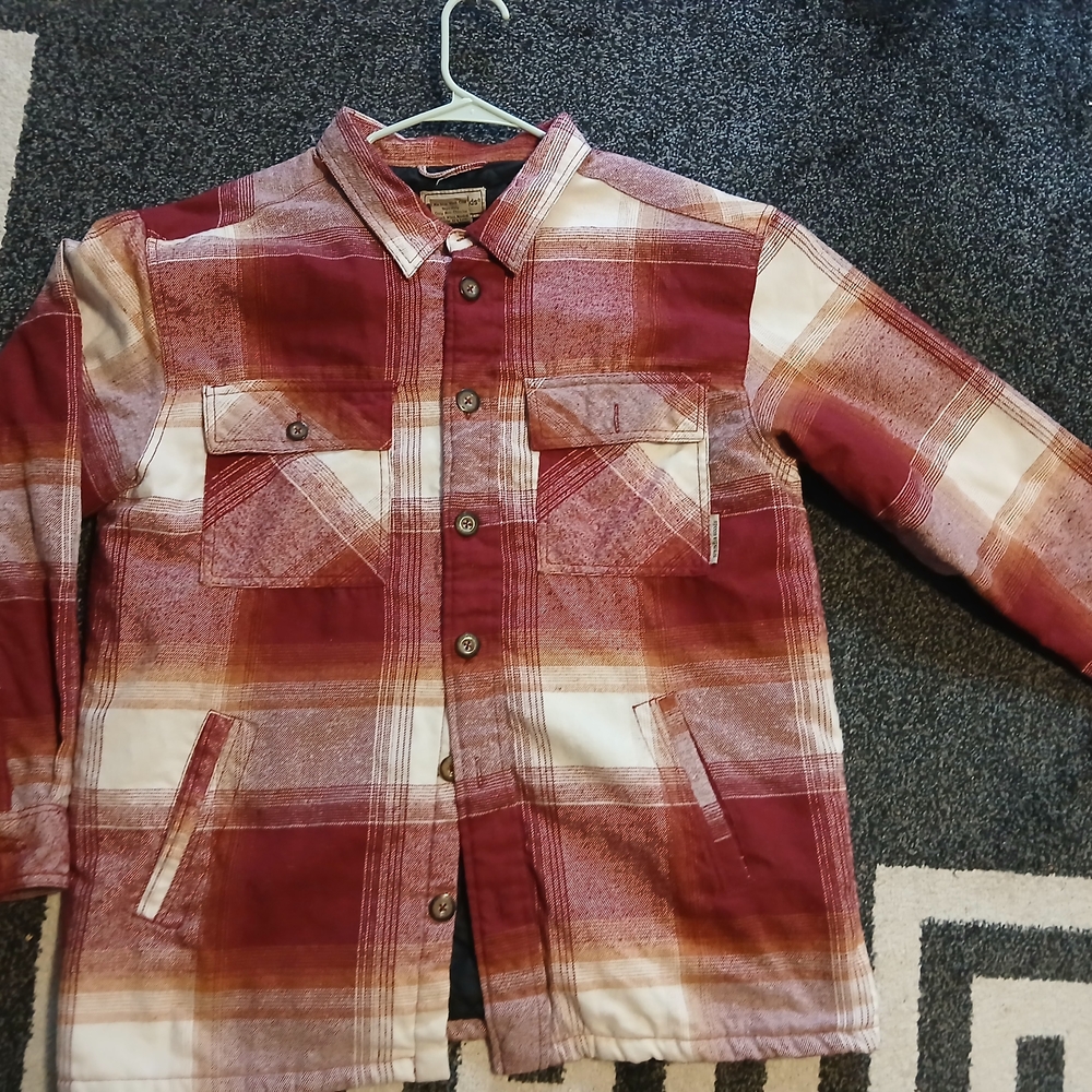 Plaid Jacket, Red and White, quilted lining